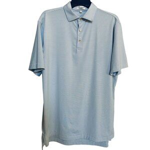 Peter Millar Summer Comfort Striped Polo Shirt Medium Golf Shirt Blue White